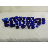 A quantity of blue glass liners of varying shapes and sizes (45)