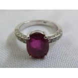 18ct white gold ruby and diamond ring, approx total weight 3.7g