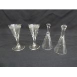 A pair of Victorian toasting glasses and two others