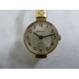 H. Samuel 9ct gold ladies wristwatch on an expanding gold plated bracelet