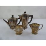 Mappin and Webb Art Deco four piece silver plated teaset