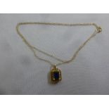 9ct yellow gold and sapphire pendant on a 9ct gold chain, approx total weight 1.5g