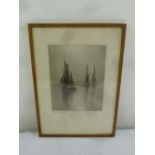 Paterson framed and glazed pen and ink drawing of sailing boats, signed bottom left, 24 x 18cm