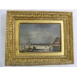 A framed oil on panel of a Dutch winter scene, 16.5 x 24cm