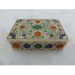 A pietra dura rectangular box and pull off cover