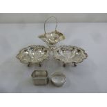 A quantity of silver and white metal to include bonbon dishes and napkin rings