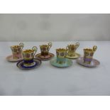 A set of six Vienna cabinet cups and saucers