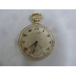 A 14ct yellow gold open face pocket watch with silvered dial and Arabic numerals, A/F, approx