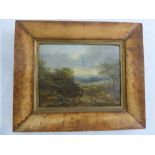 A framed oil on canvas and board of a country landscape, 14 x 18.5cm