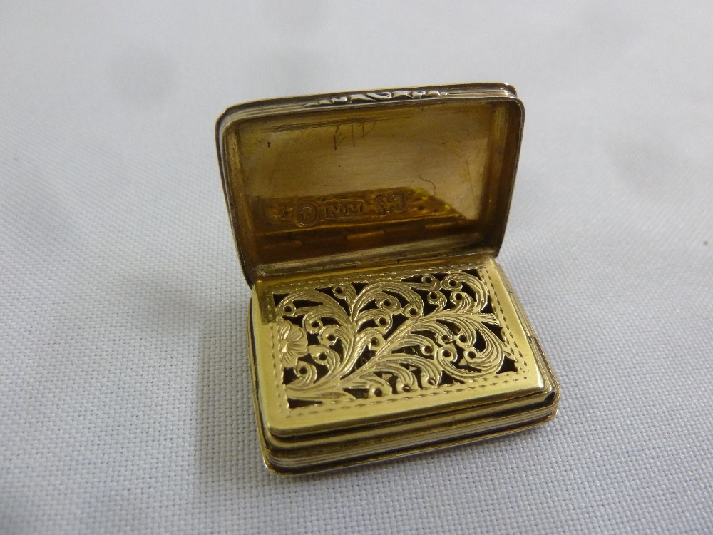 Nathaniel Mills a rectangular engine turned silver vinaigrette, the hinged cover opening to reveal a - Image 2 of 2
