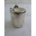 A George IV silver miniature spittoon of cylindrical form the screw off cover with detachable cork