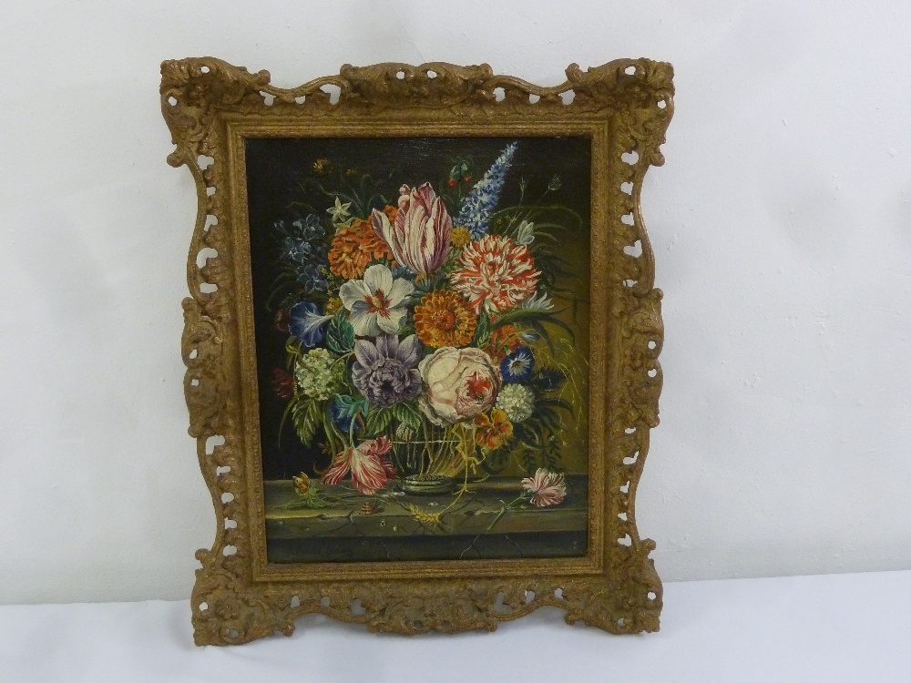 F. David Glover framed still life of flowers in a bowl, signed bottom left, 44 x 34cm