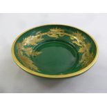 Atelier le Tallec green ground dish with gilded decoration and rim