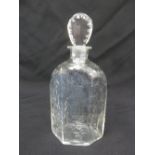 A 19th century cut glass hexagonal decanter with original drop stopper