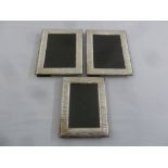 Three silver bark finish photograph frames