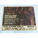 An original Rolling Stones concert poster for Colston Hall, Bristol, Sunday 26th September 1965,