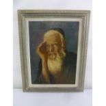 Pefen framed oil on canvas of a Rabbi, signed bottom right, 58 x 42.5cm