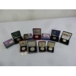 Eight GB silver proof coins in original fitted case