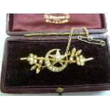 A Victorian yellow gold and seed pearl brooch, tested 15ct, approx total weight 4.4g