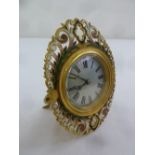 A French cloisonné strut clock circa 1900 silvered dial with Roman numerals