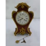 Edwards of Glasgow tortoiseshell and gilded metal mantle clock in the French style white enamel