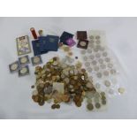A quantity of GB post 1936 silver and copper coinage, proof sets and crowns