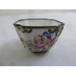 A Chinese 19th century enamelled hand painted miniature bowl in the European export style, A/F