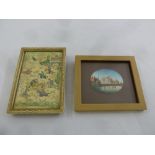 A framed and glazed Indian miniature of the Taj Mahal and a framed and glazed Persian miniature of a