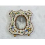 An Italian micro mosaic shaped rectangular photograph frame