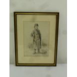 A. Rodet framed and glazed pen and ink drawing of a gentleman, signed bottom left, 27 x 19cm