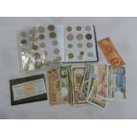 A quantity of Commonwealth coinage, a coin album and mixed foreign bank notes