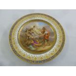 A Vienna hand painted plate with a classical scene to the centre with Venus and Aeneas, marks and