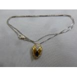 18ct gold sapphire and diamond pendant on an 18ct box link chain