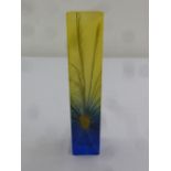 A Continental rectangular coloured glass stem vase