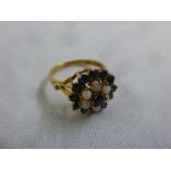 9ct yellow gold sapphire and opal dress ring, approx total weight 3.4g