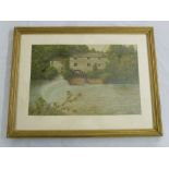 A.E. Cooke framed and glazed oil on panel of a mill house and stream, signed bottom right, 23.5 x