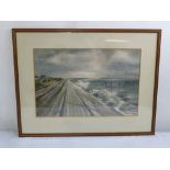 Thomas Alfred Liverton 1907-1973 framed and glazed watercolour titled Beach at Littlestone, St Marys