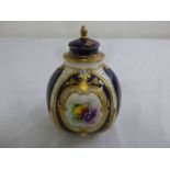 A Royal Worcester mid 19th century pear shaped vase with raised pull off cover, the sides