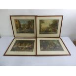 Four Hogarth framed and glazed polychromatic prints, 38.5 x 48.5cm