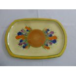 Clarice Cliff Crocus pattern rounded rectangular platter, A/F