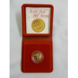 1980 proof half sovereign in fitted wallet to include COA