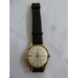 Avia 9ct gold gentlemans wristwatch on replacement leather strap