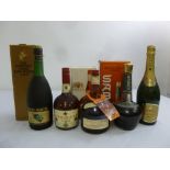 A quantity of cognac, and liqueur to include Remy Martin, Courvoisier, Grand Marnier, Sabra and Le