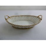 Meissen 19th century basket weave oval dish with two side handles