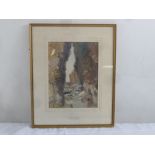 Oswald Garside 1879-1942 framed and glazed watercolour titled A Cornish Cave, signed bottom left, 32