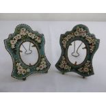 A pair of shaped rectangular micro mosaic photograph frames