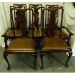 Eight mahogany dining chairs in 18th century style to include two carvers