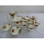 Royal Albert Old Country Roses coffee set to include coffee pot, cups, saucers, plates, milk jug,