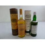 Glenmorangie 10 year old single malt 1 litre and Laphroaig 10 year single malt 75cl both in original