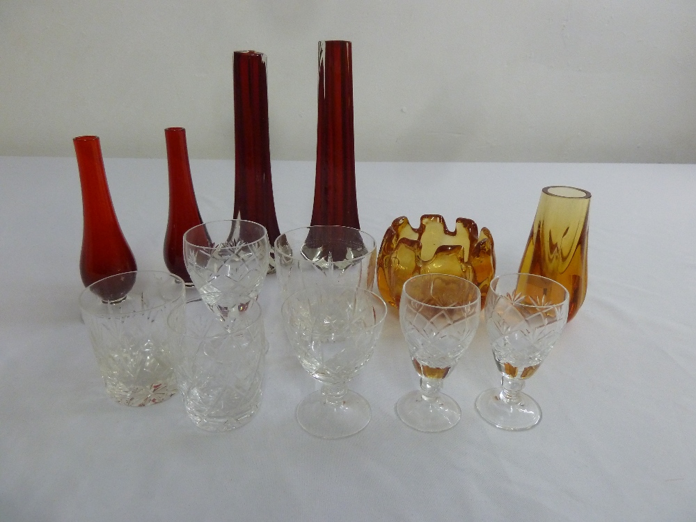 A quantity of Whitefriars glass to include vases and a dish (13)